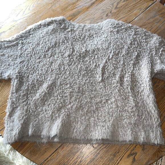 ANTHROPOLOGIE nubbly box cut v -neck sweater/nylon,31merino,poly/XL - Picture 3 of 7